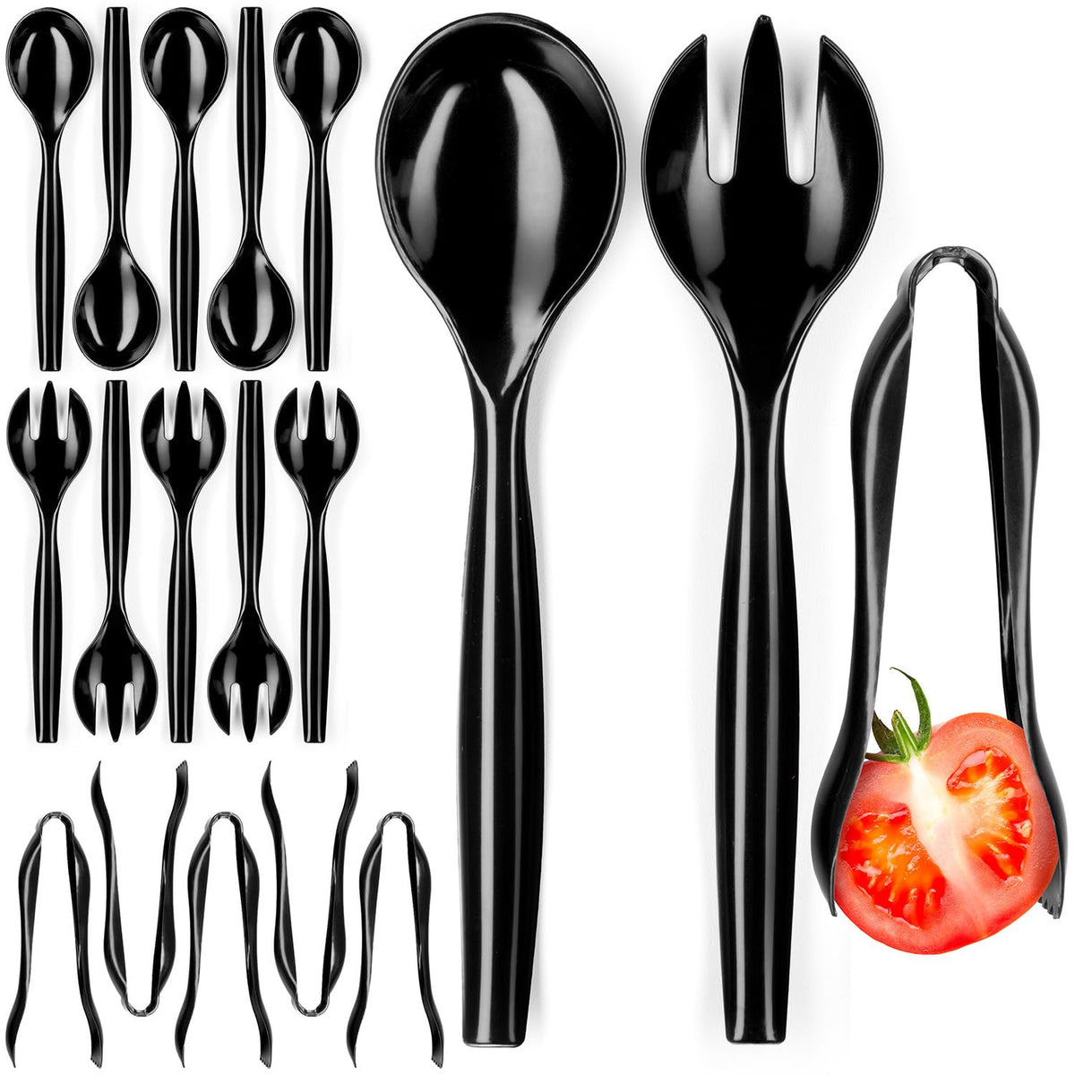 Shop Square disposable serving set in black for a seamless buffet display.