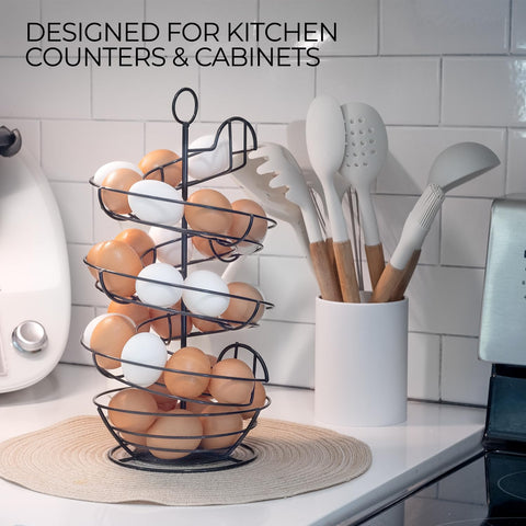 Shop Square Large capacity egg storage keeps eggs organized and within reach.