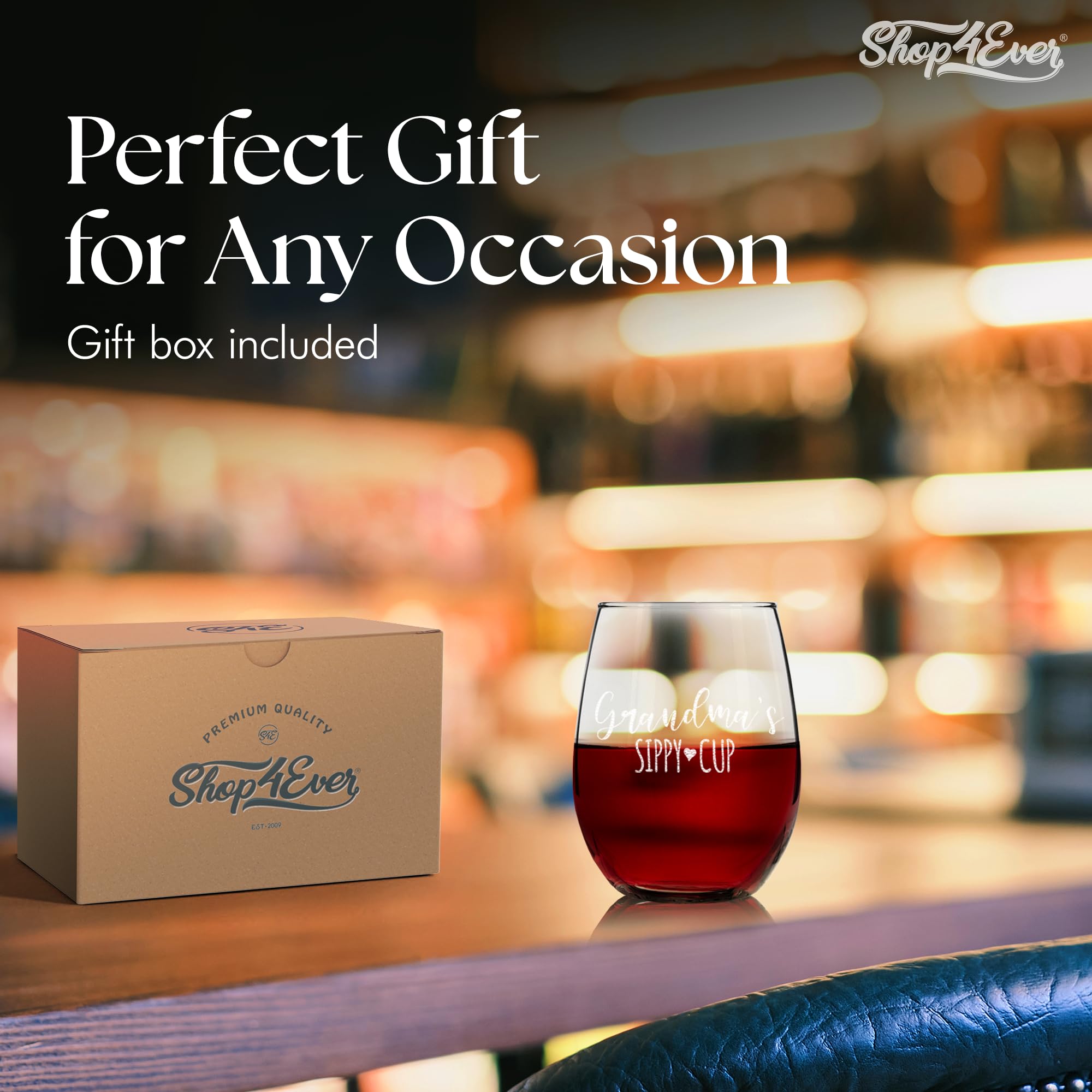 Shop4Ever Grandma's durable stemless base reduces risk of breakage during use.