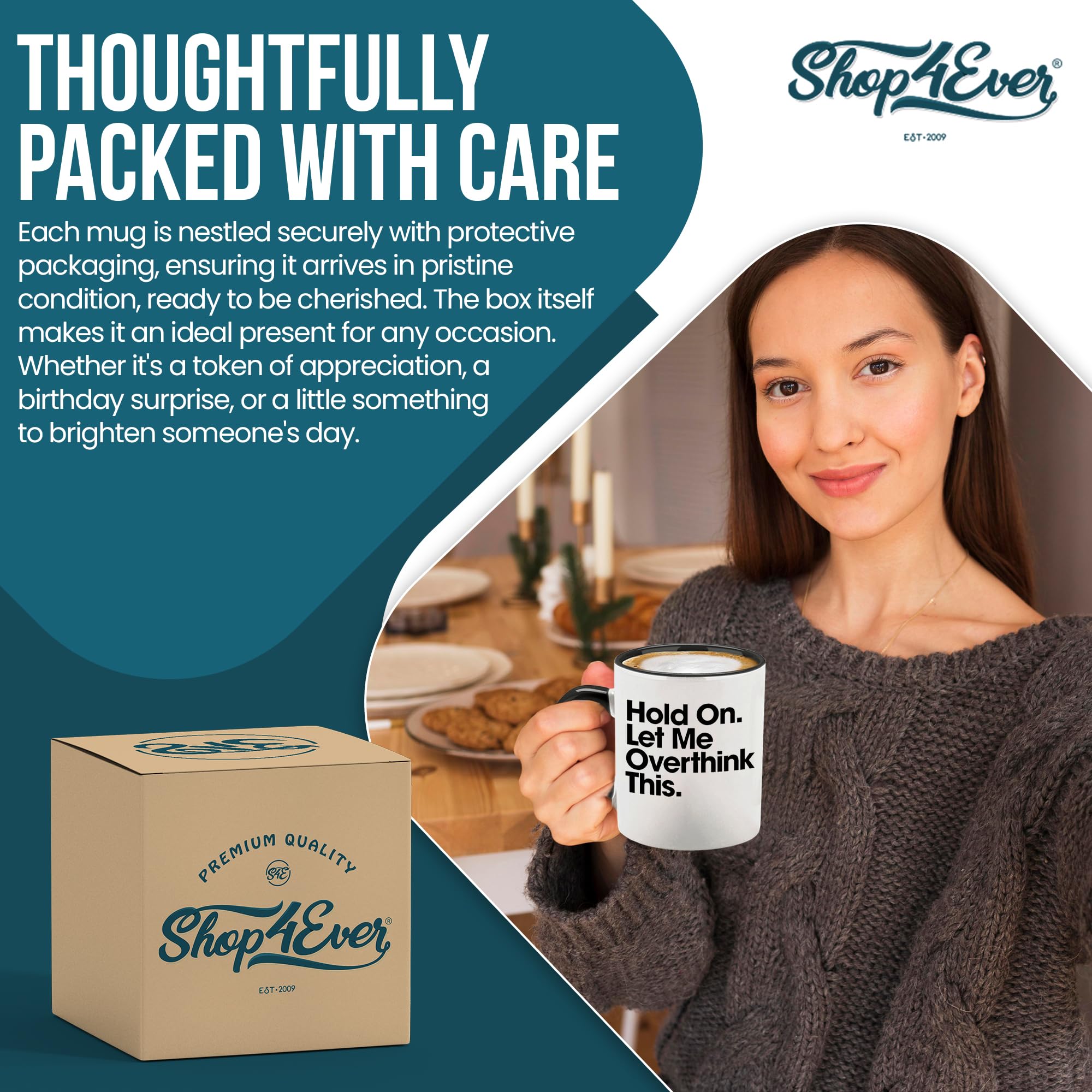 shop4ever Hold On Let Me Overthink This mug with black handle, stylish desk design.