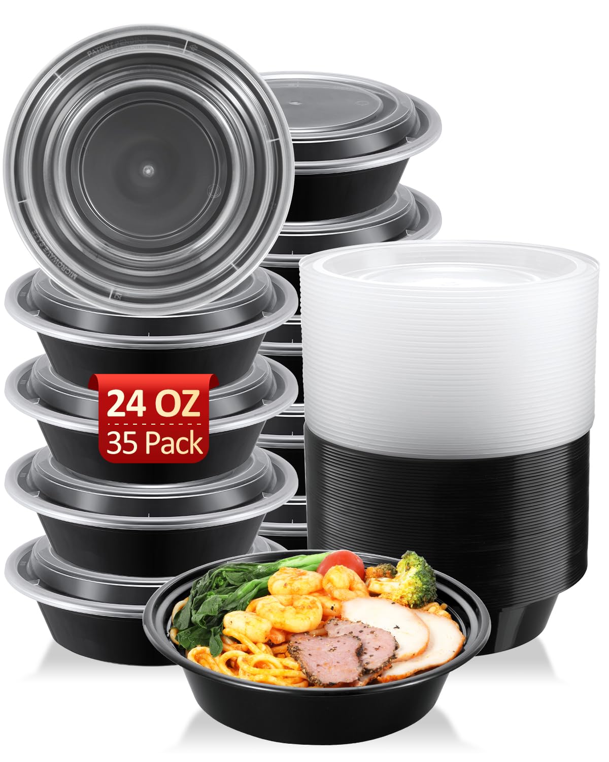 ShopDAY meal prep containers 65-pack with 24 oz bowls for organized weekly meals