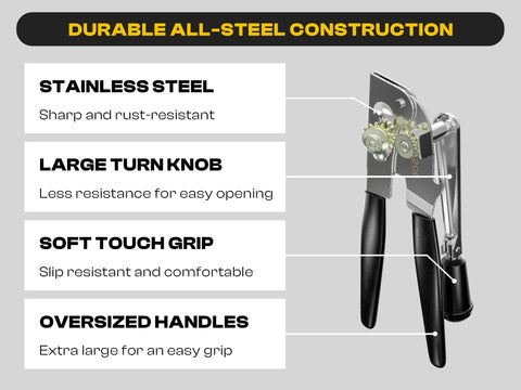 ShoppingOnBed commercial-grade can opener in stainless steel for durability