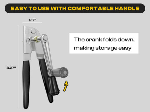 ShoppingOnBed heavy-duty can opener with magnet, side view, ergonomic soft-grip handles for comfortable use