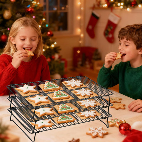 SHOUNAJIA cooling rack with elevated legs improves airflow for crisp crusts