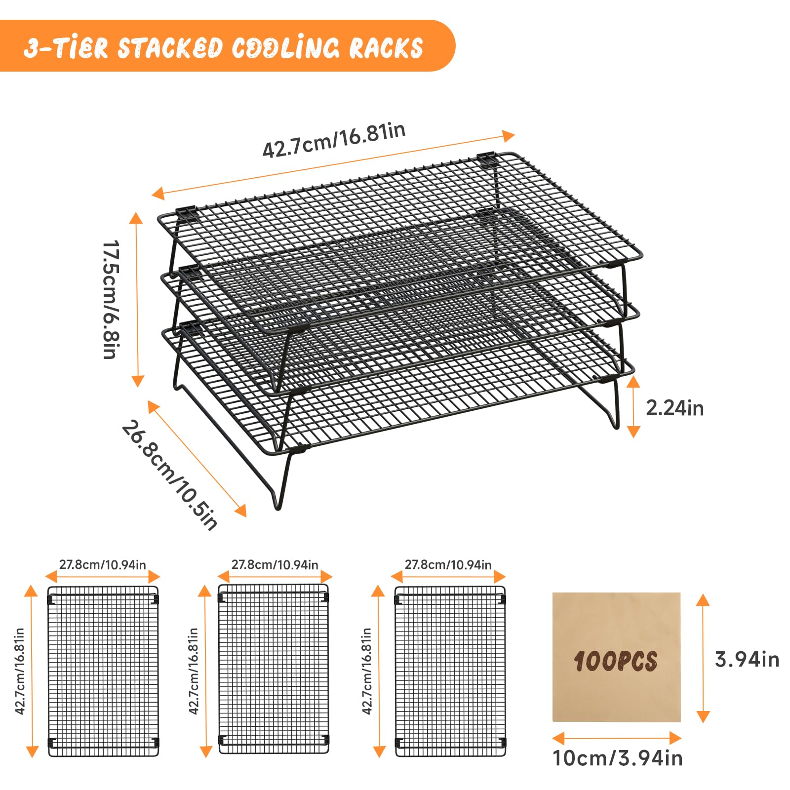 SHOUNAJIA stackable and foldable cooling rack design saves space