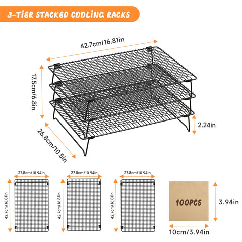 SHOUNAJIA stackable and foldable cooling rack design saves space