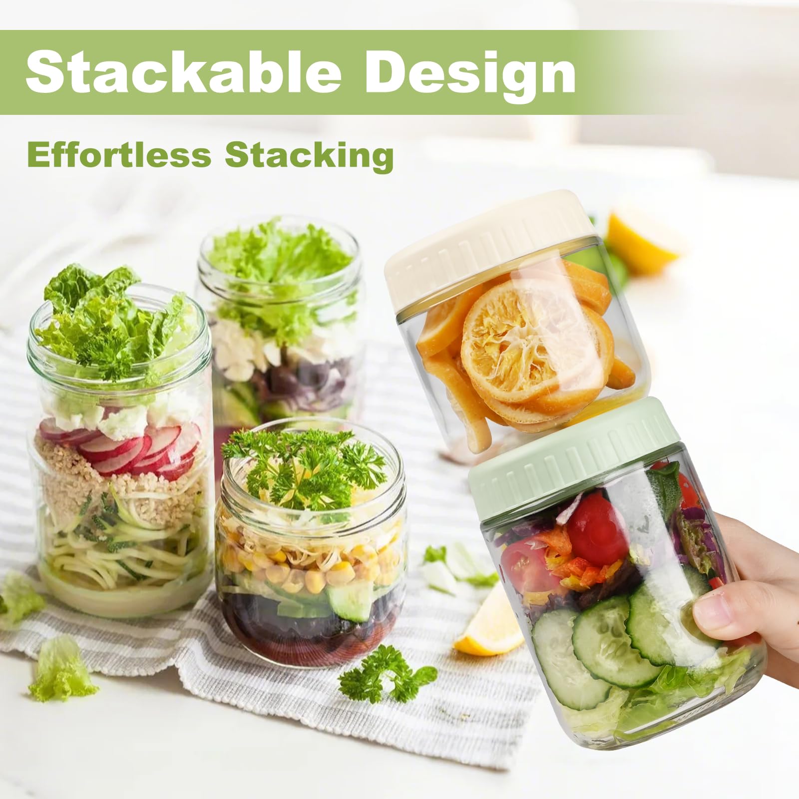 SHOWIN 4.57 inch by 3.15 inch jars – clear visibility of meals.