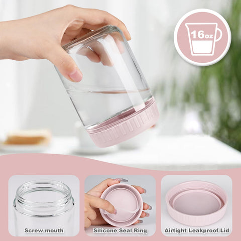 Showin wide-mouth jar ready for salads and snacks on the go