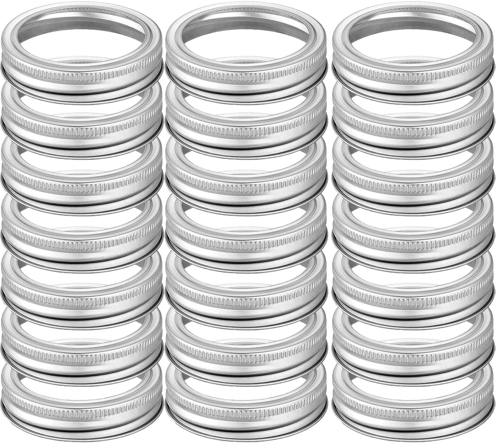 Showutheworld 42-pack wide-mouth rings in silver for quick jar replacement and sealing