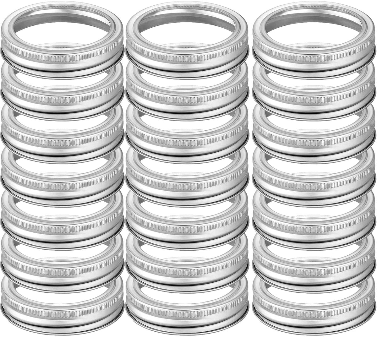 Showutheworld 42-pack wide-mouth rings in silver for quick jar replacement and sealing