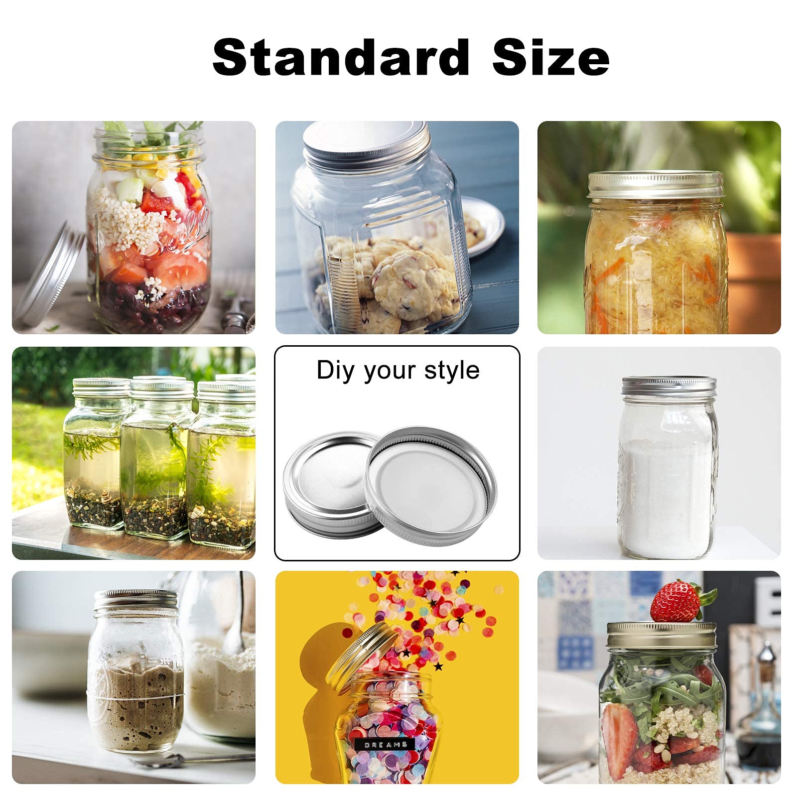 Showutheworld mason jar rings 8.6 cm diameter ready for regular and wide-mouth jars