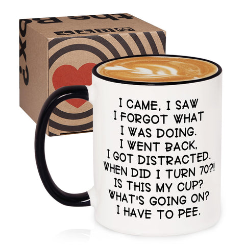Shqiueos 70th birthday mug in gift box, ready to delight a loved one