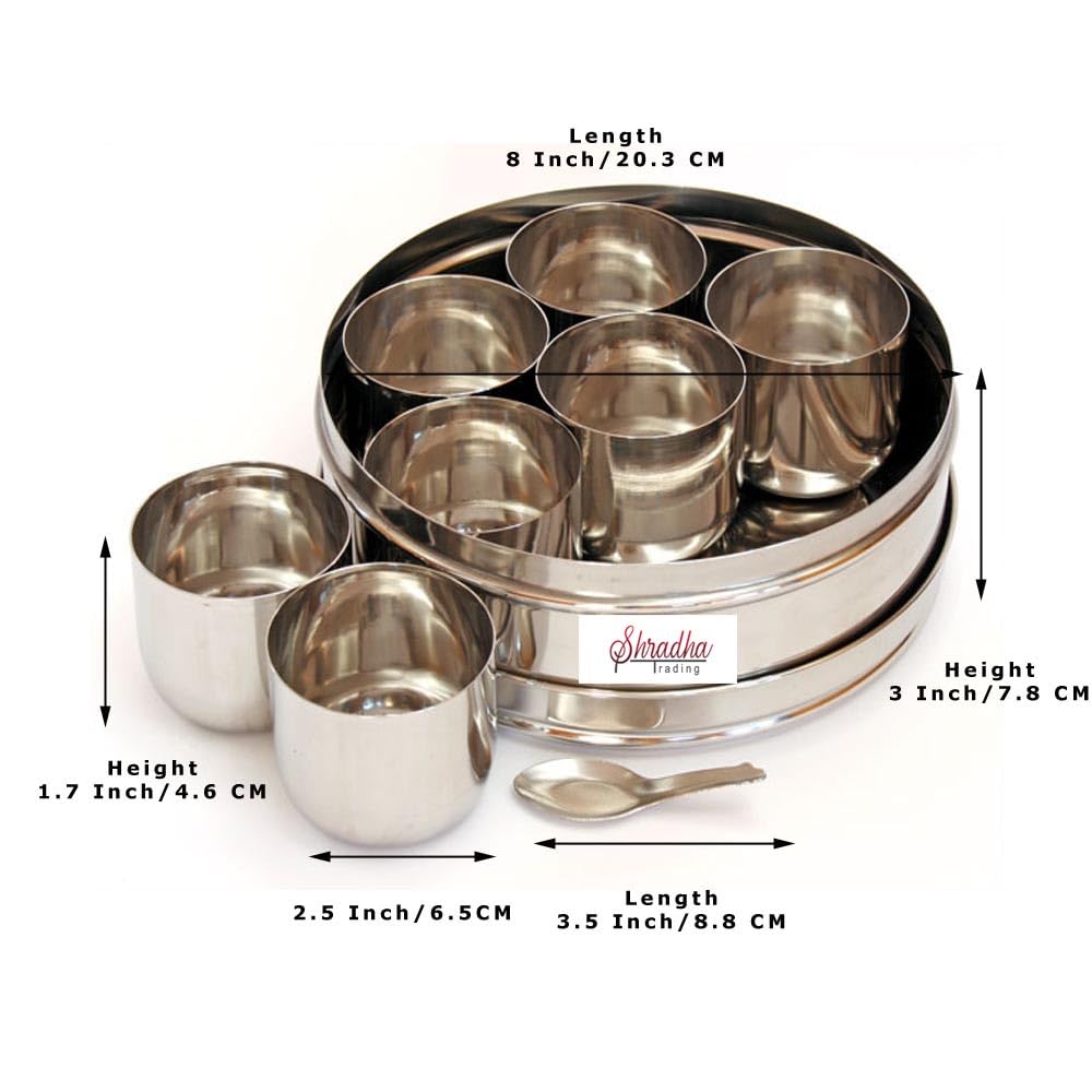 Shradha Trading interior cups arranged for easy spice separation and measuring.