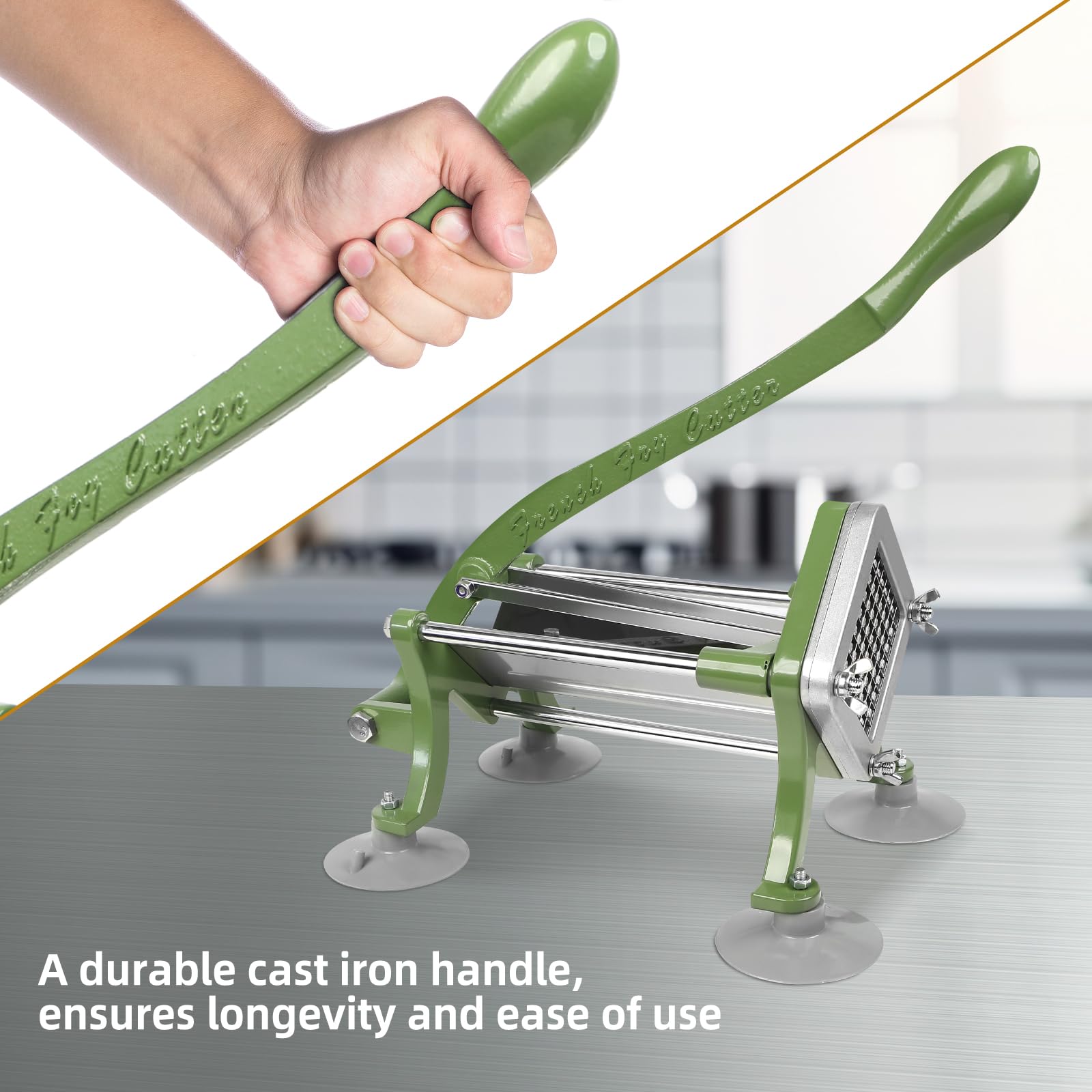 SHSYCER cutter 1-2 inch blade enables thicker fry cuts