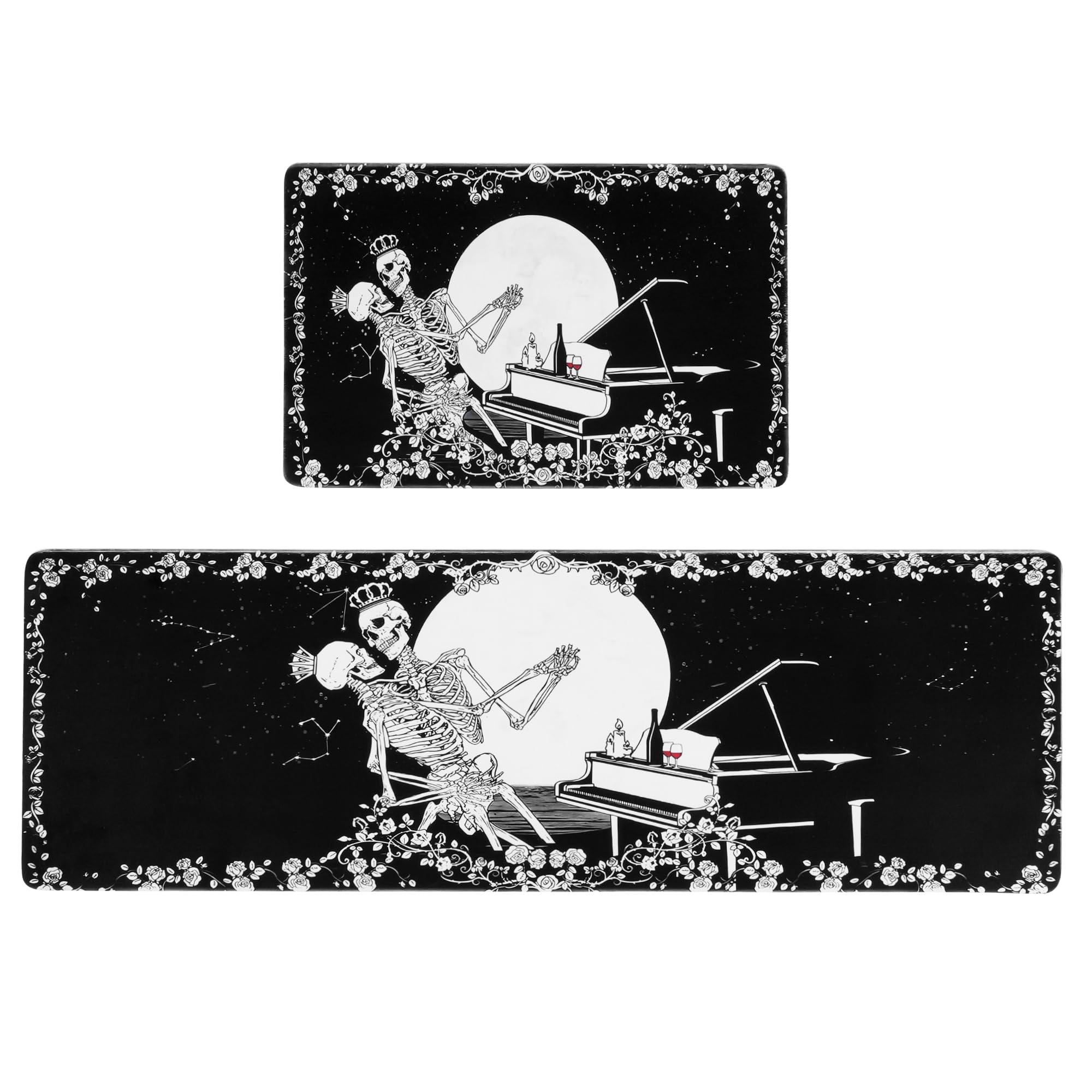 ShtNeeg skeleton kitchen mat 16x24 shows eerie design and non-slip safety