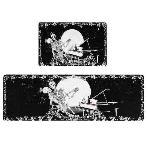 ShtNeeg skeleton kitchen mat 16x24 shows eerie design and non-slip safety