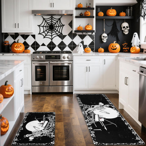 ShtNeeg skeleton kitchen mat 16x47 demonstrates long coverage and spill absorption