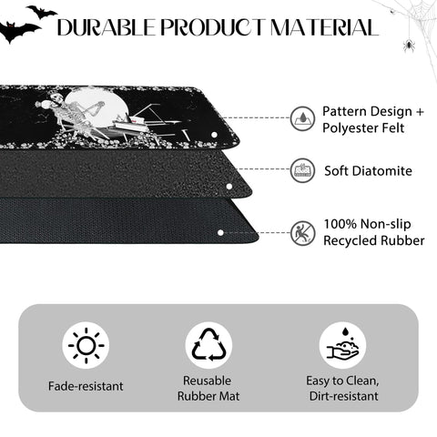 ShtNeeg skeleton pattern kitchen mat showcases playful, durable decor