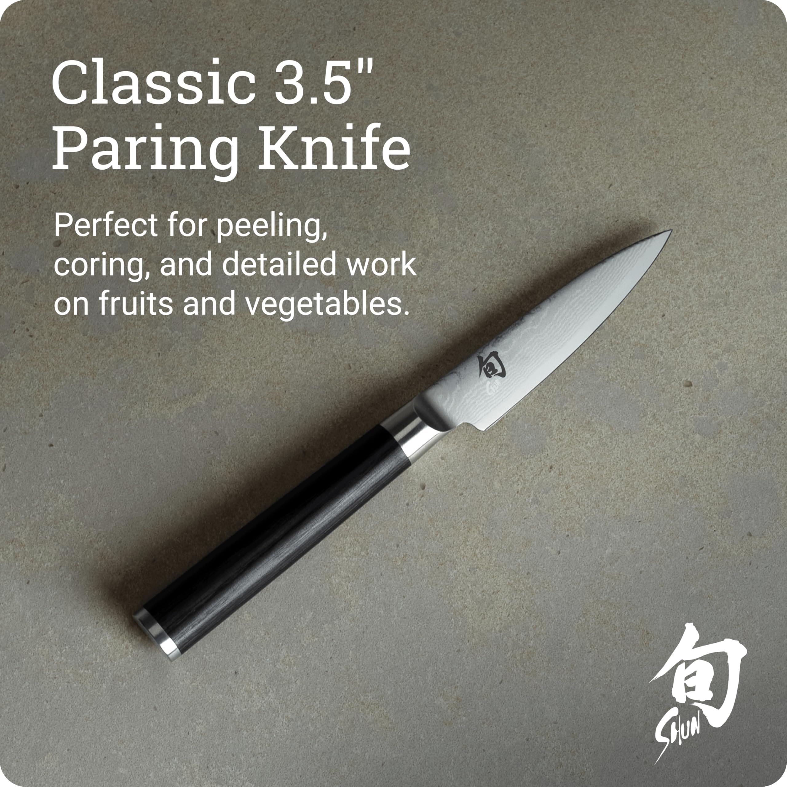 Shun Classic paring knife in kitchen for small ingredient prep and trimming.
