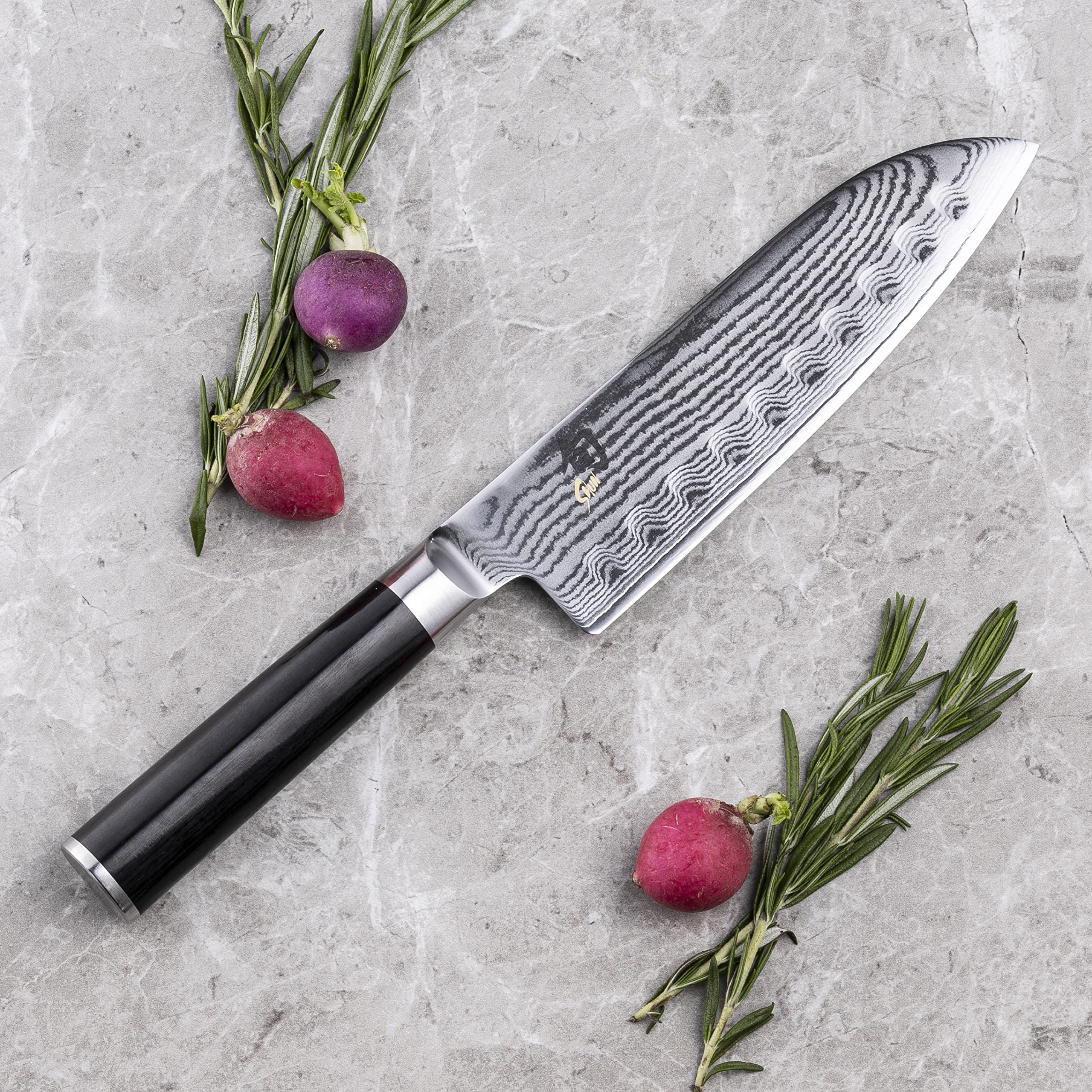Shun Classic Pakkawood handle offering a comfortable, secure grip