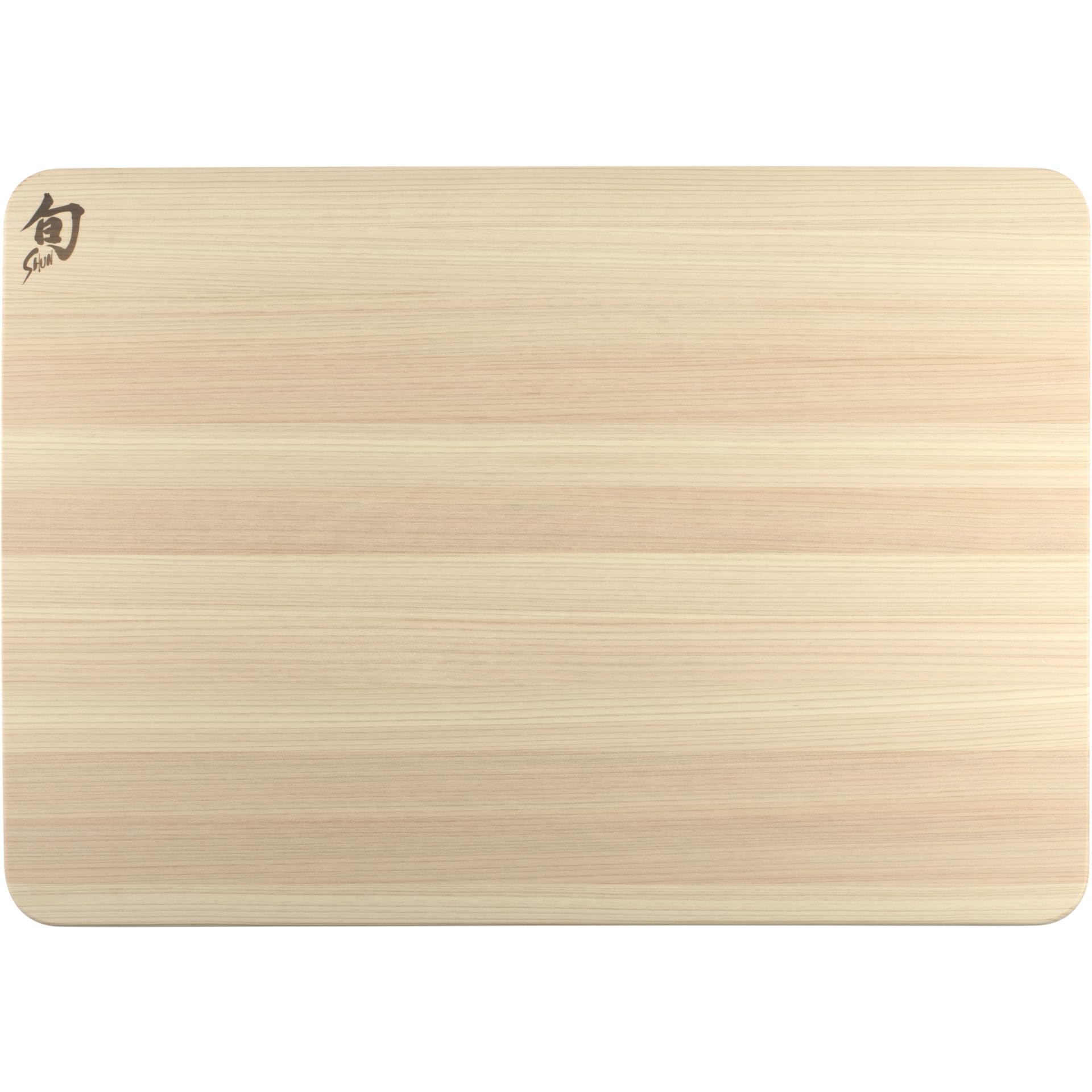 Shun extra-large Hinoki cutting board ready for heavy chopping and meal prep