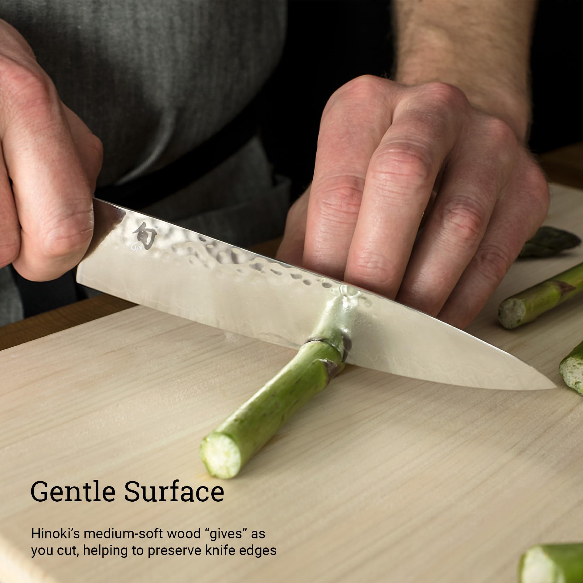 Shun Hinoki cutting board medium FSC-certified wood for sustainable kitchen use.