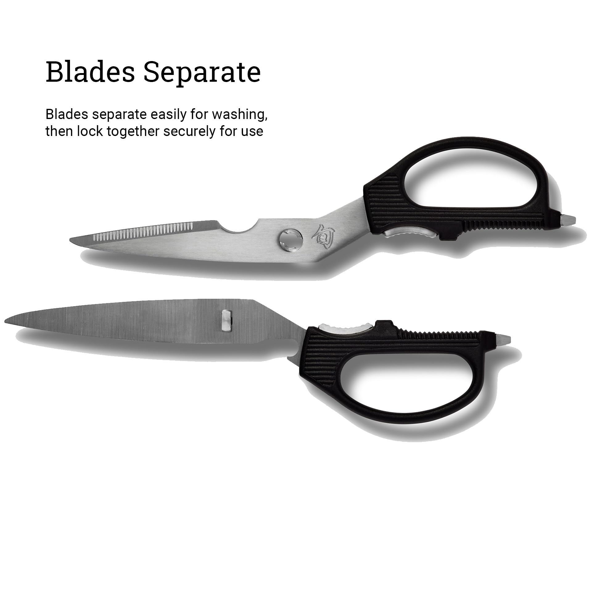 Shun kitchen shears with serrated edge for gripping tough materials