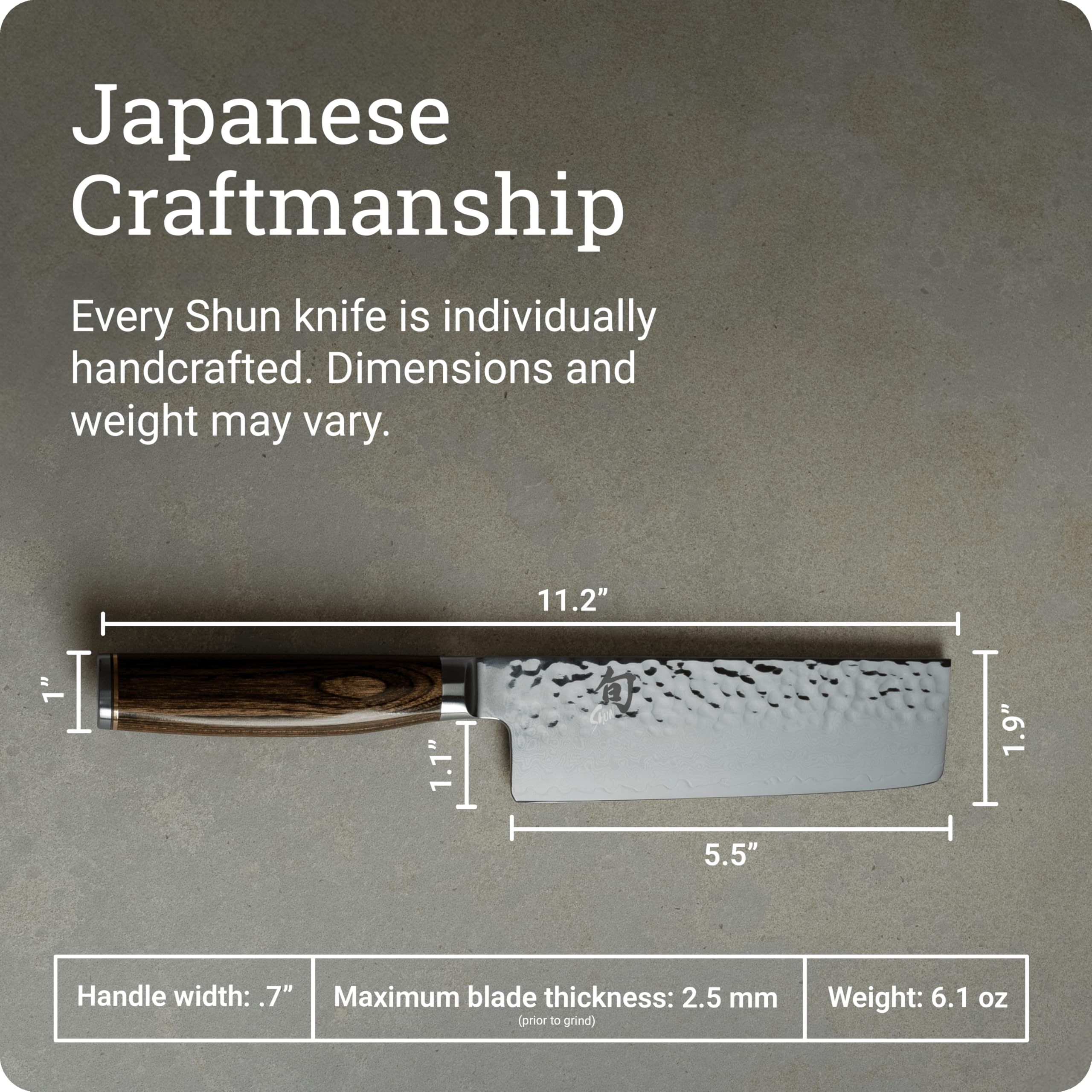 Shun Premier Nakiri pakkawood handle provides comfortable secure grip.
