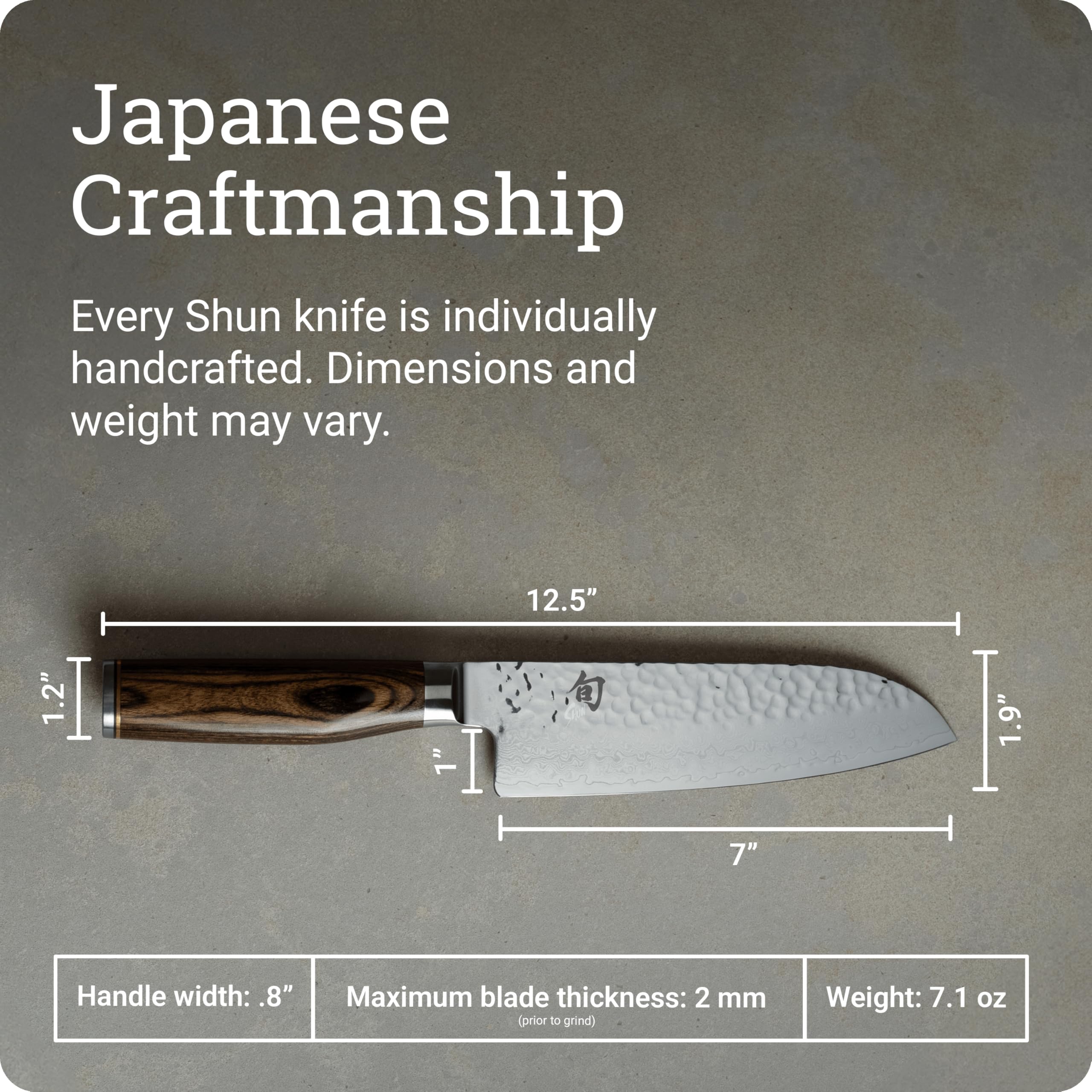 Shun Premier Santoku seven-inch blade suits rocking cuts and daily meals.