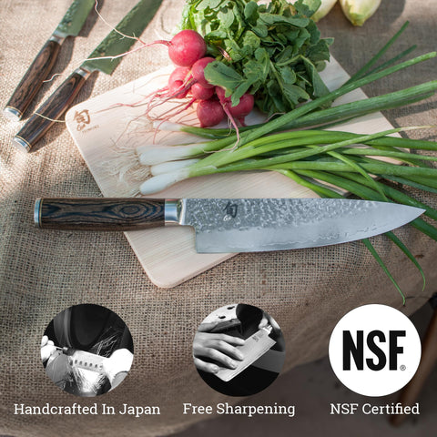 Shun Premier walnut Pakkawood handle offering moisture resistance