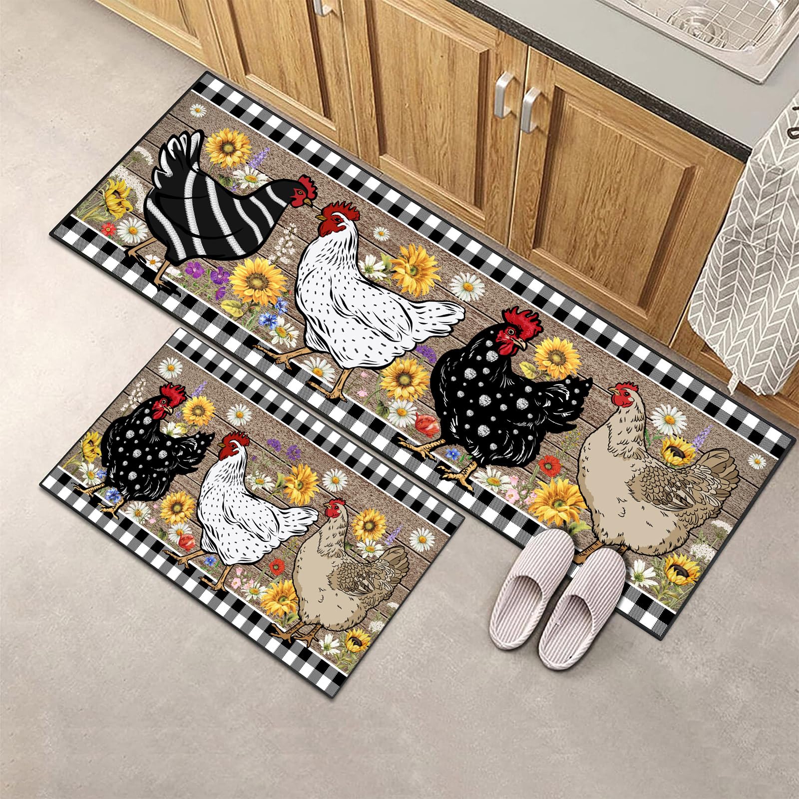 SHUNLCD machine-washable kitchen rug set for easy maintenance