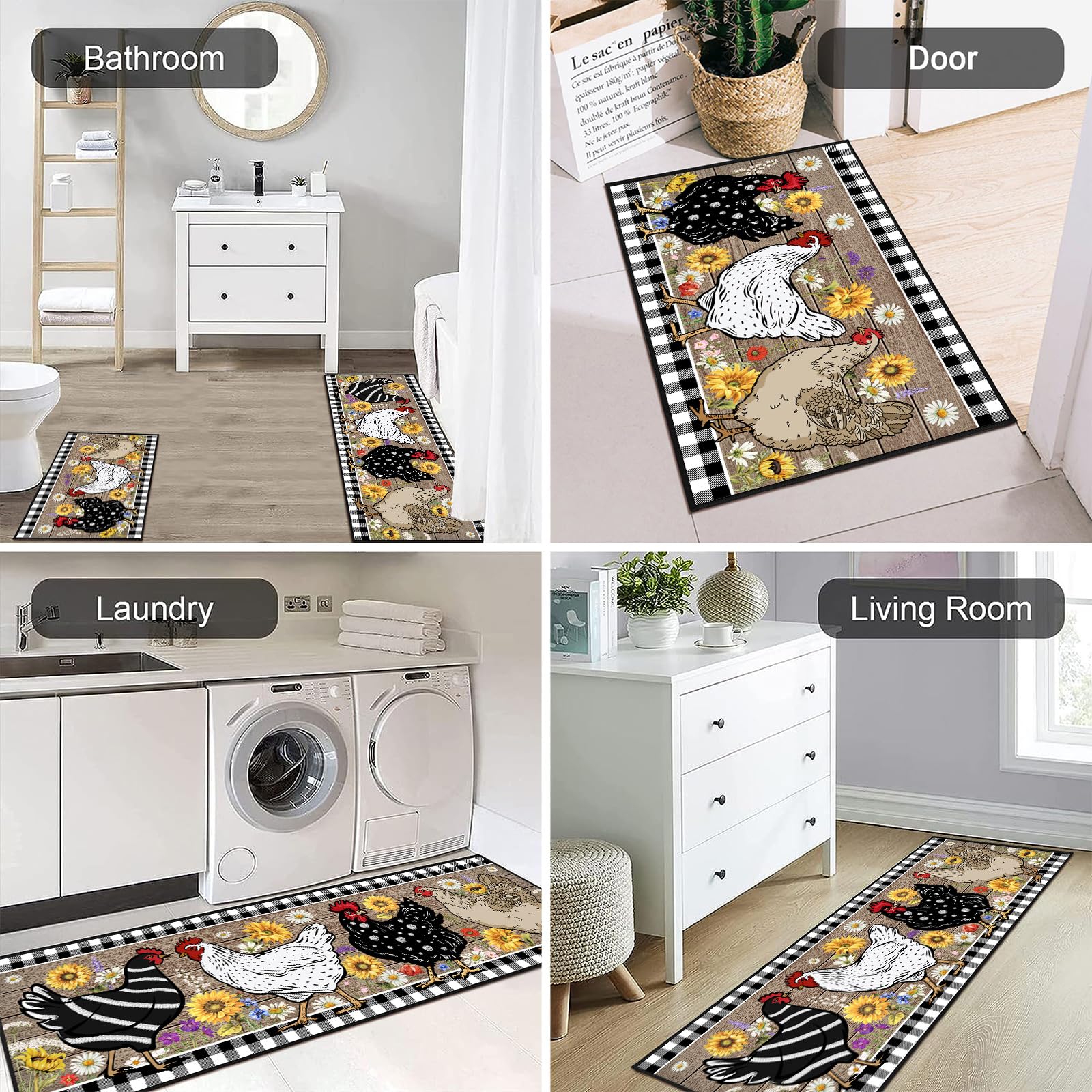 SHUNLCD non-slip diamond-base rug keeps in place on slick floors