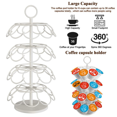 SHURFFY Coffee Pod Carousel four-tier design stores up to 36 pods