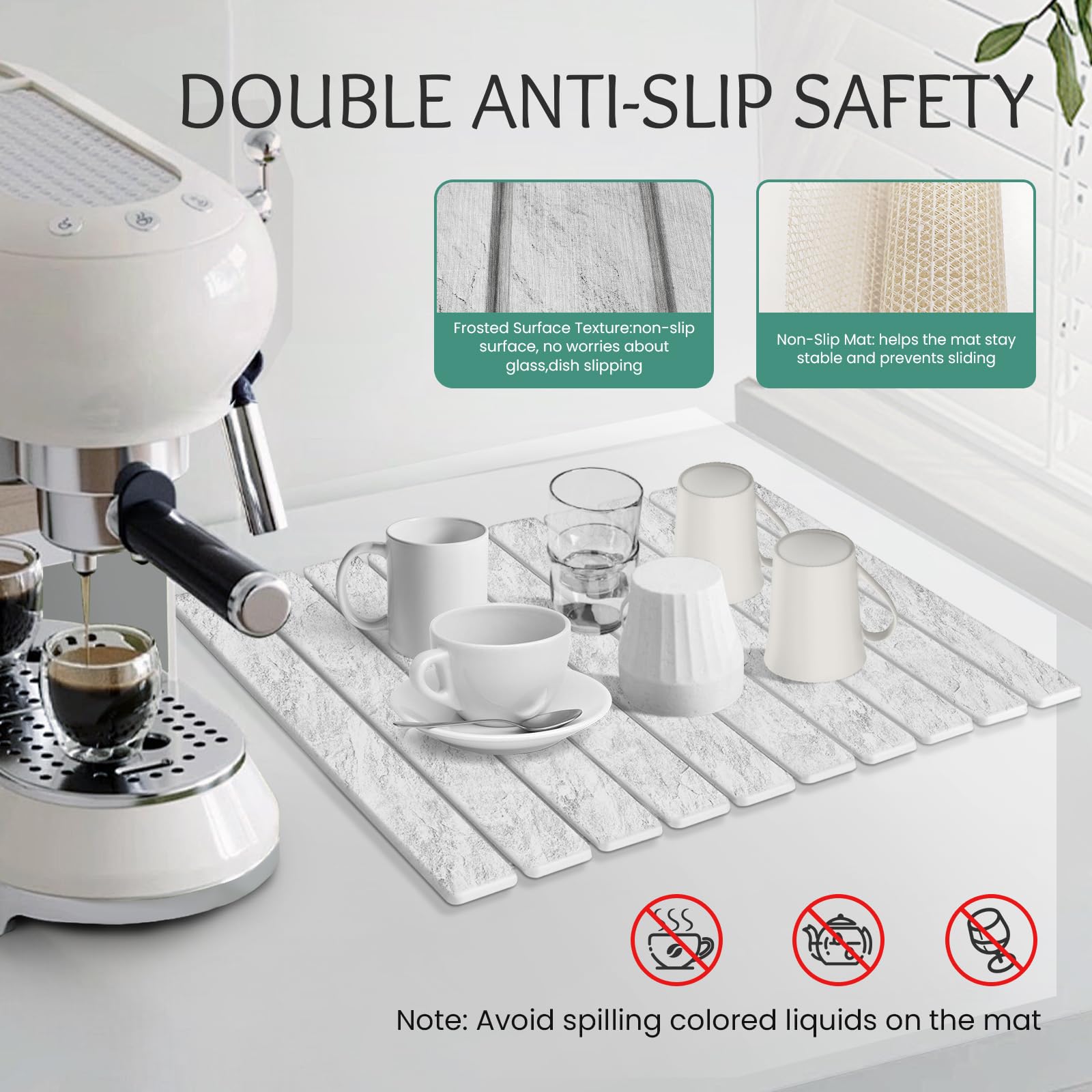 SHUSHIYAJU mat with PVC anti-slip pad for safety.