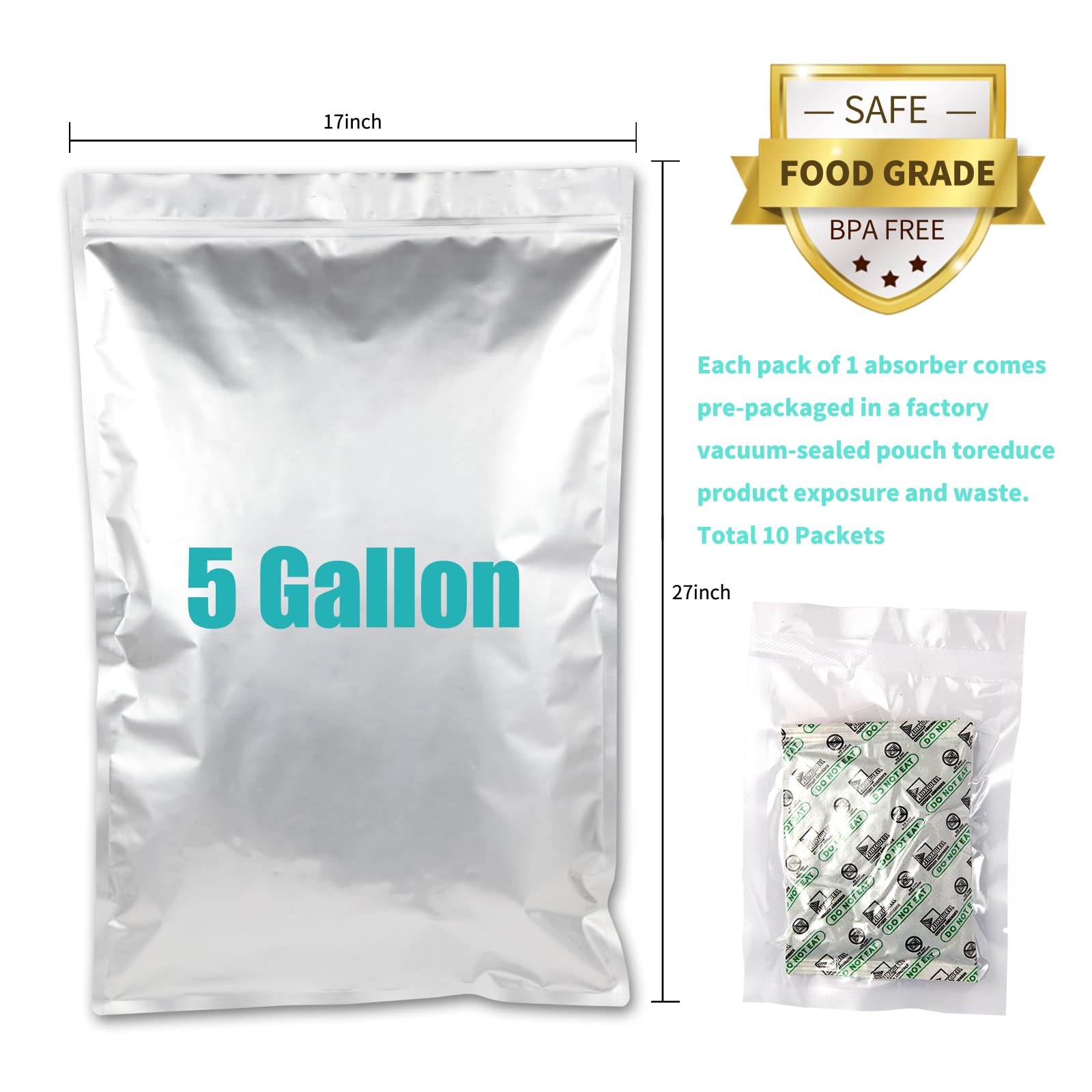 SHXWELL 2500cc oxygen absorbers in factory vacuum-sealed pouches preserve freshness.