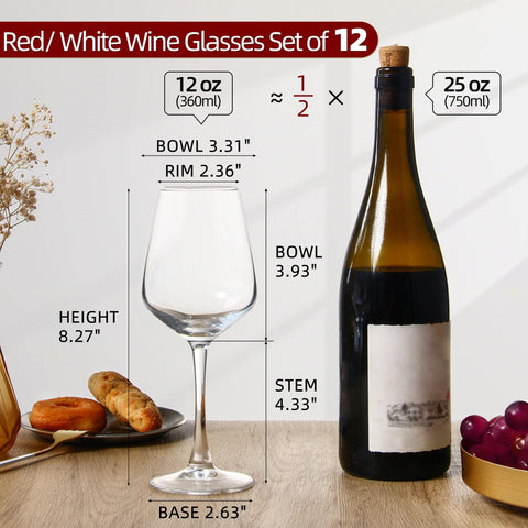 SHYRC 12oz clear wine glasses highlight wine luster