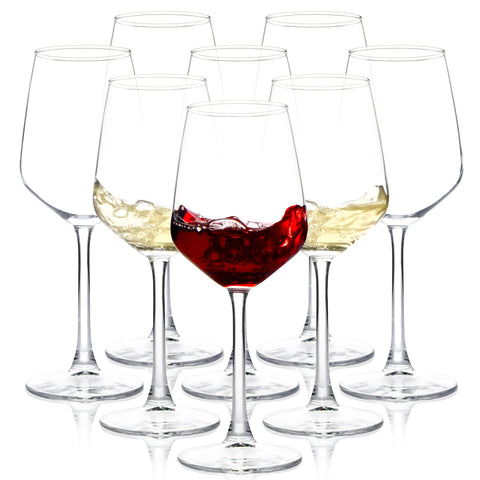SHYRC 8-piece wine glasses with long stems highlight clarity for elegant tastings