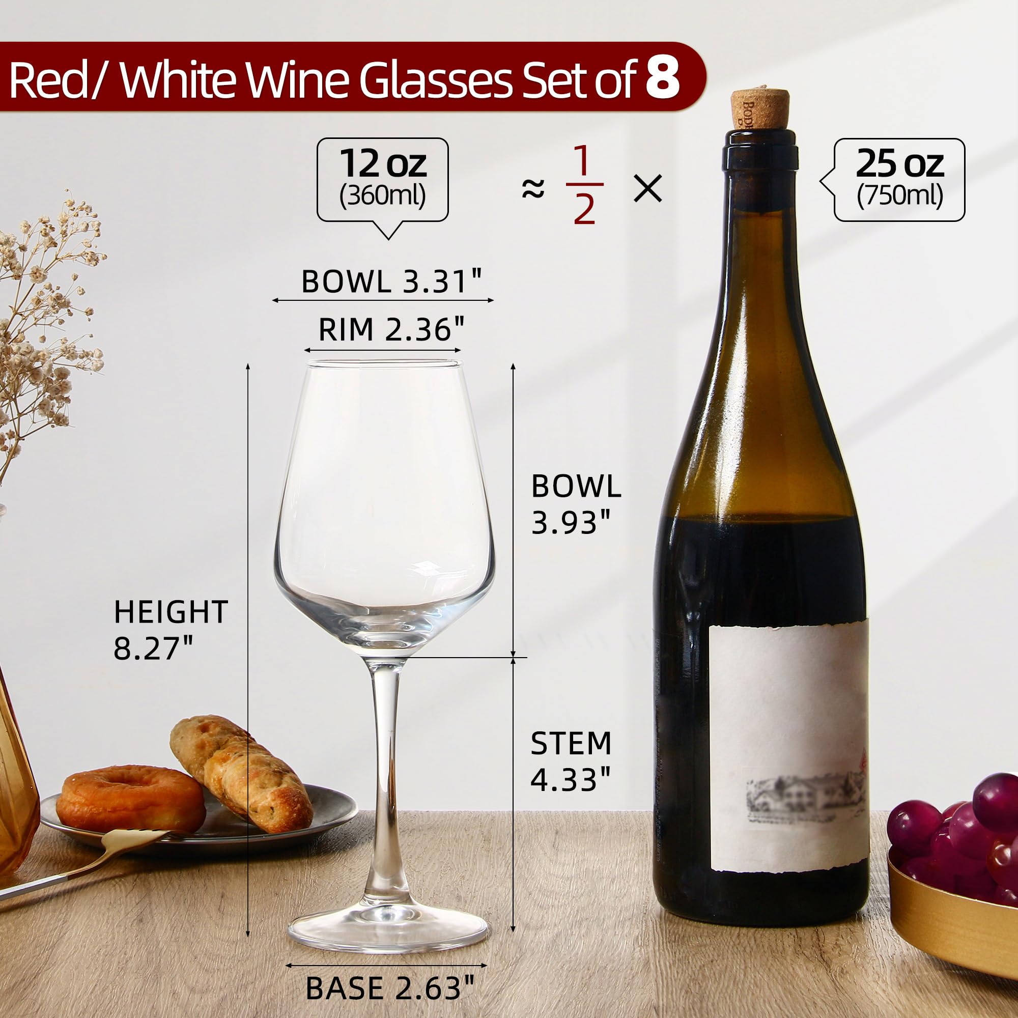 SHYRC 12oz clear wine glasses showcase wine color for celebrations
