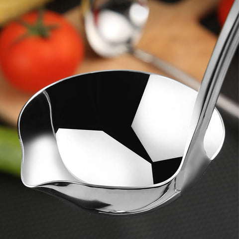 Siaiqiang stainless steel ladle with polished finish enhances kitchen aesthetics.