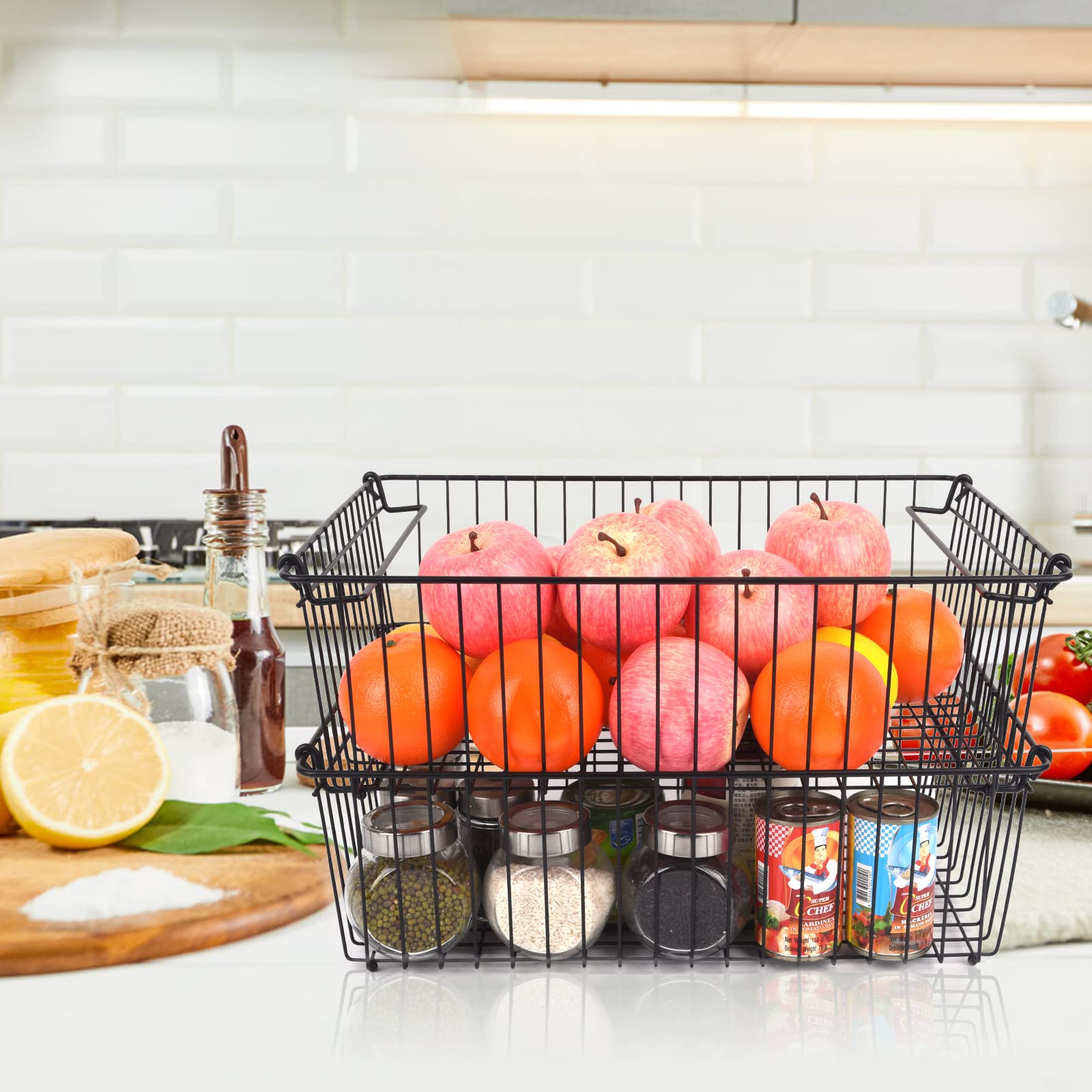 SIBAO XXL basket on kitchen counter for fruit, vegetables, and bread storage