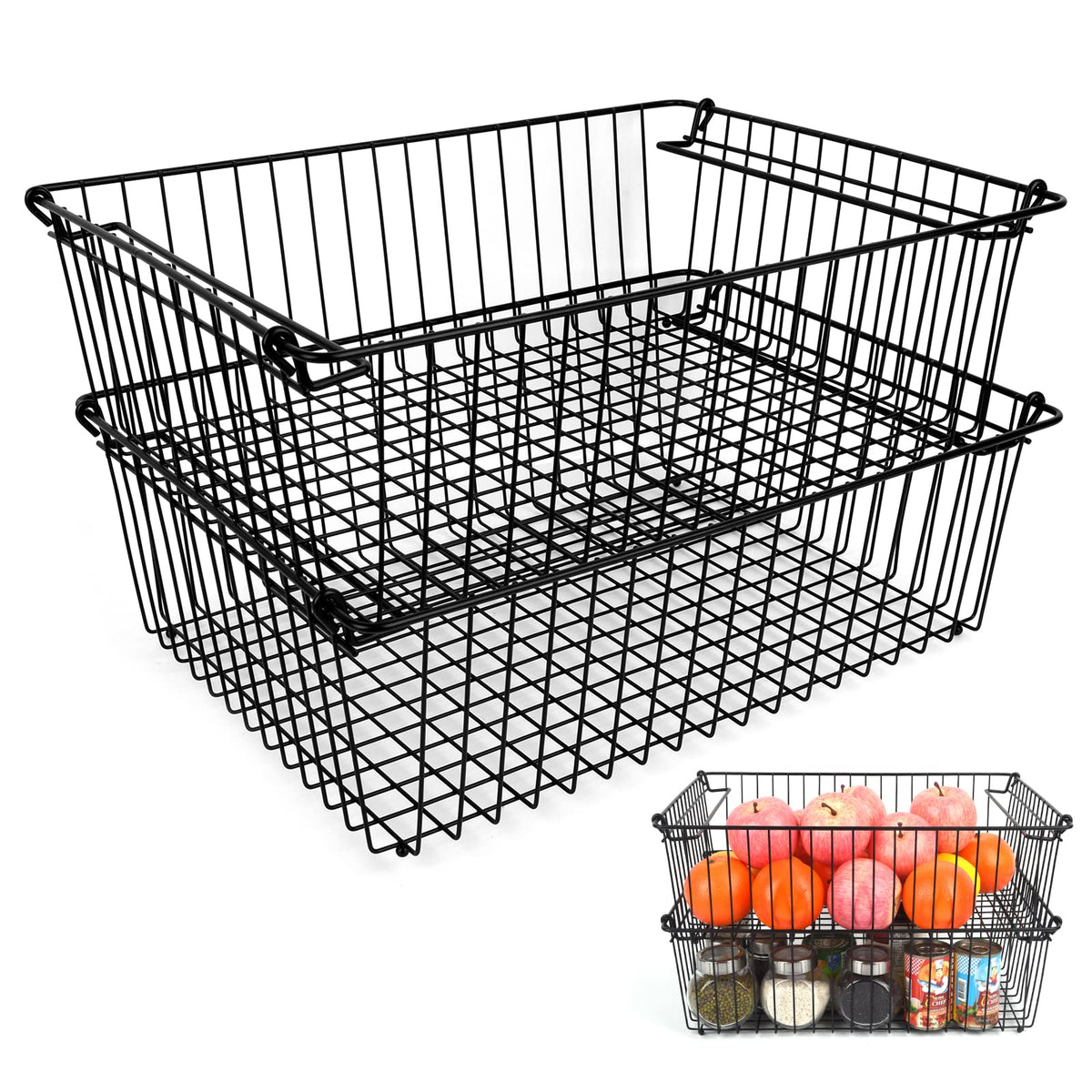 SIBAO XXL stackable basket front view for easy pantry organization