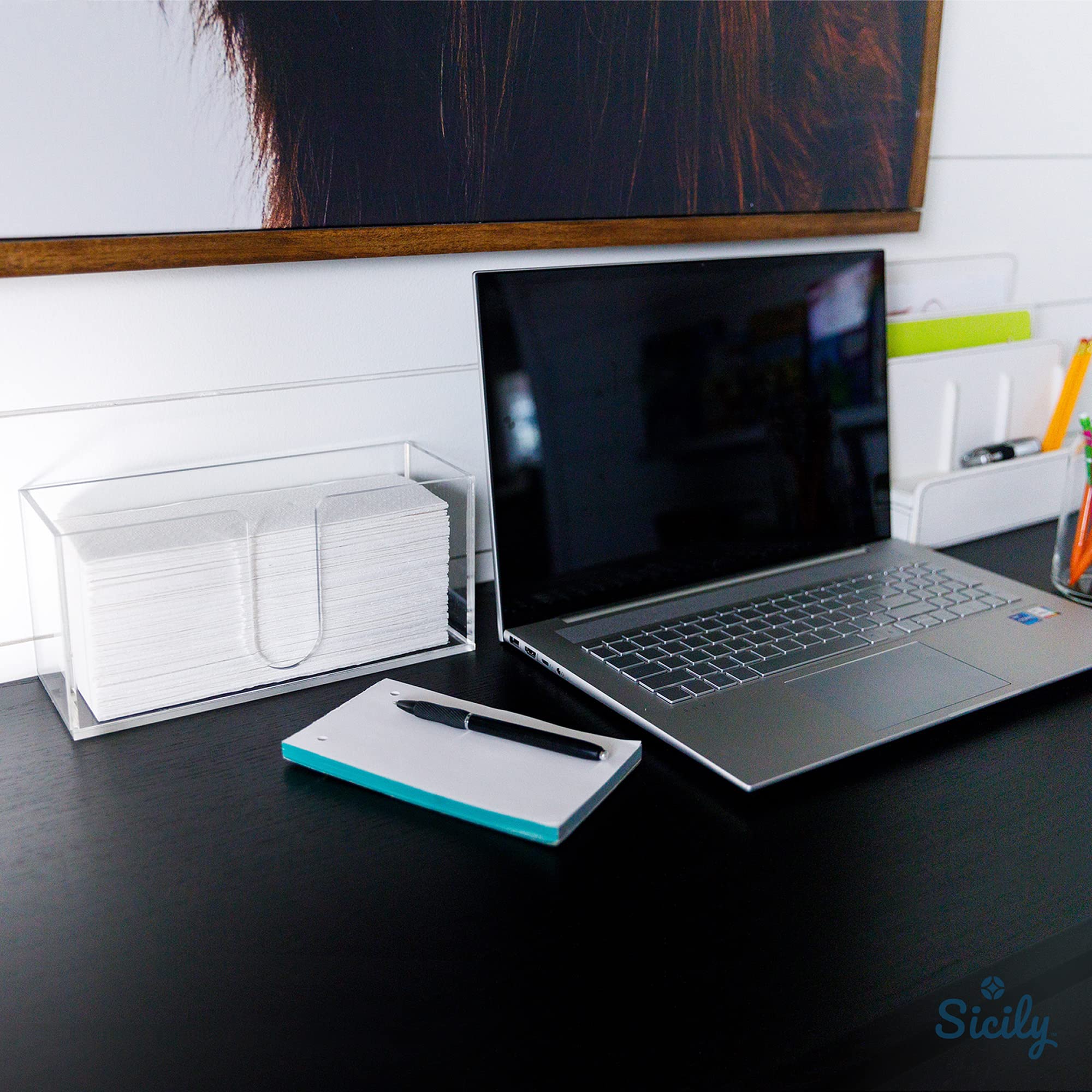 Sicily acrylic towel holder base pads guard countertops during use.