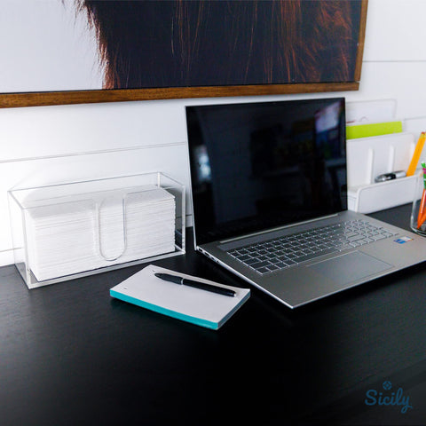 Sicily acrylic towel holder base pads guard countertops during use.