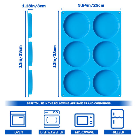 Sidosir three-pack round silicone molds on a tray for buns and treats