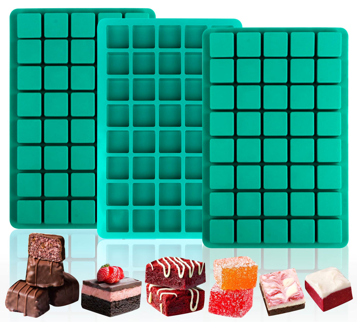Sidosir square caramel mold with 40 cavities, perfect for uniform bite-size caramels.