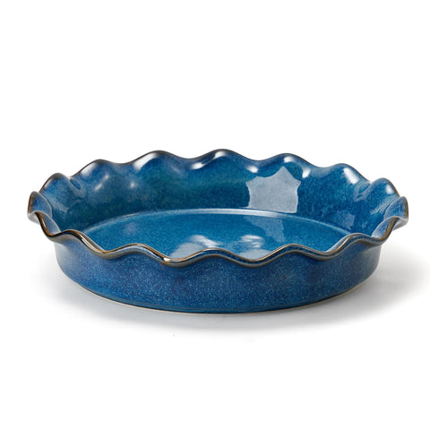 SIDUCAL ceramic pie pan 10.5 inch, active blue, for even baking and easy release.