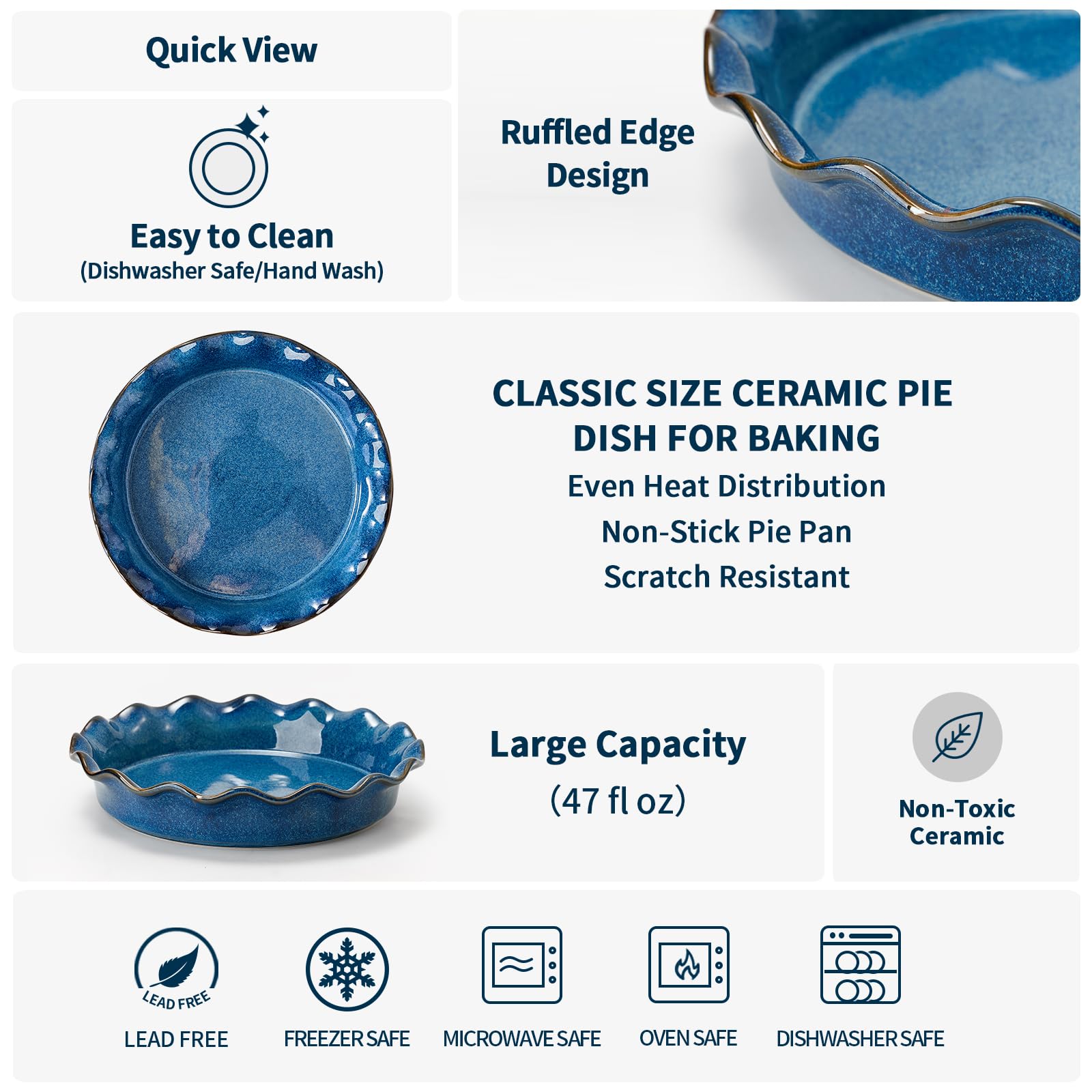 SIDUCAL ceramic pie plate featuring a ruffled edge for elegant presentation.