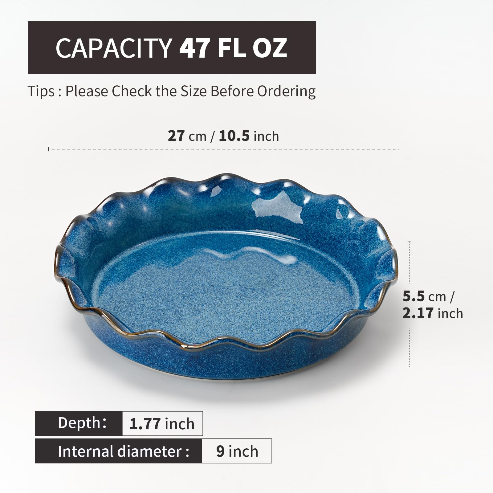 SIDUCAL pie pan with deep fluted edges for secure grip.