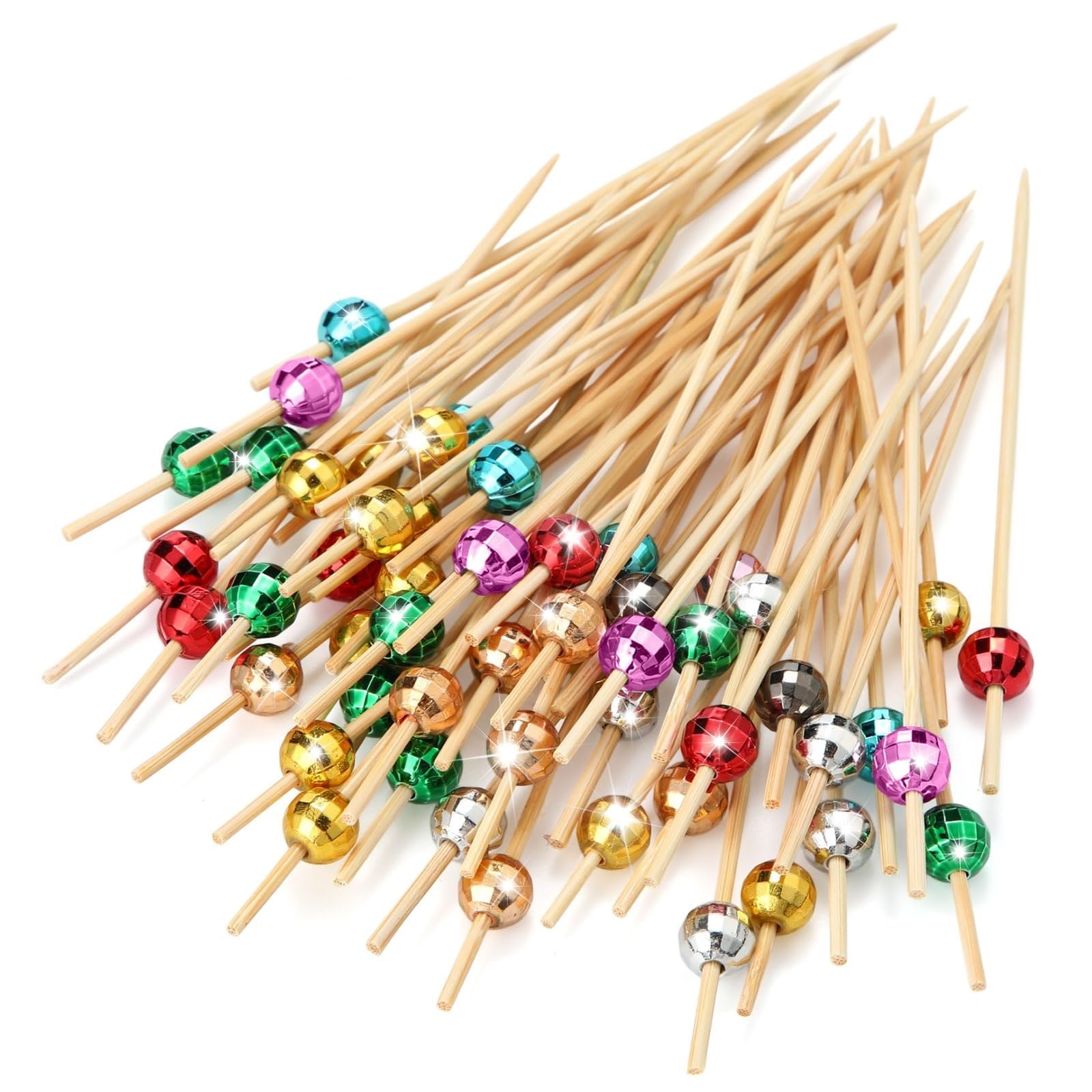 Sieral Disco Ball Cocktail Picks add festive color to appetizers.