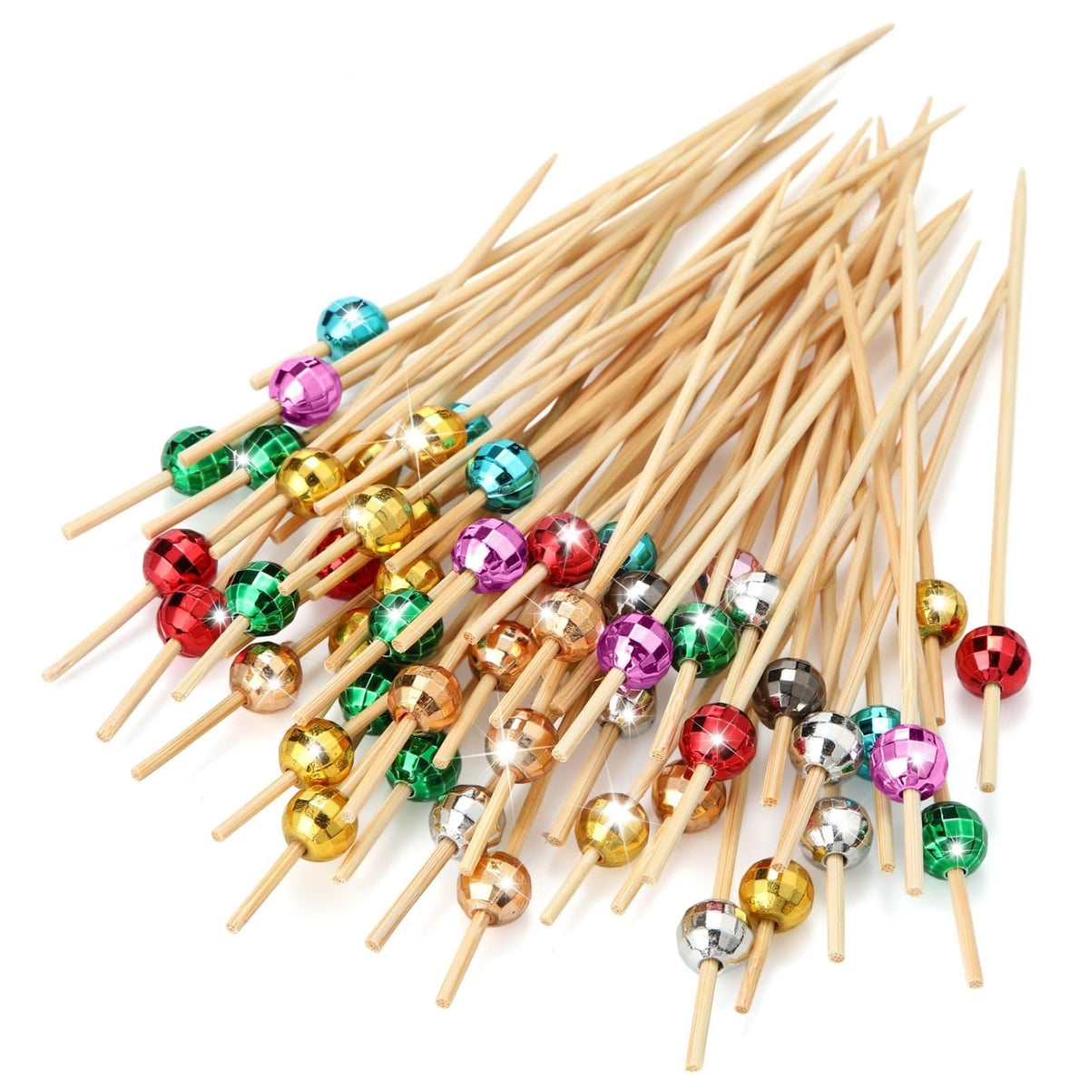 Sieral Disco Ball Cocktail Picks add festive color to appetizers.